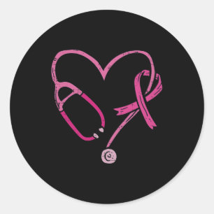 Sticker Rond Infirmière stéthoscope rose Médicale cancer du sei
