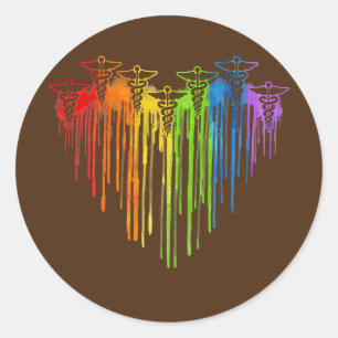 Sticker Rond Infirmière Symboles Arc-en-ciel Infirmière Gay pri