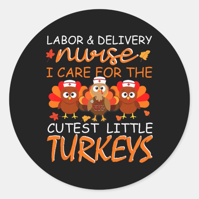 Sticker Rond Infirmière Turquie Thanksgiving Automne Travail Et (Devant)