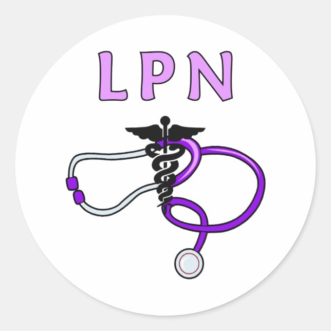 Sticker Rond Infirmières LPN Stethoscope (Devant)