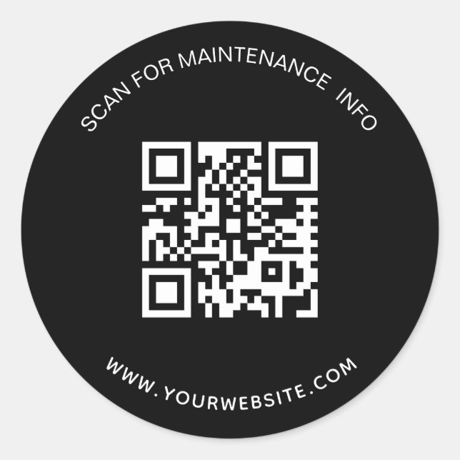 Sticker Rond Informations de maintenance du code qr de l'entrep (Devant)