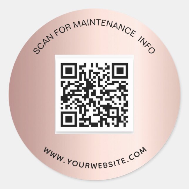 Sticker Rond Informations sur la maintenance du code qr de l'en (Devant)