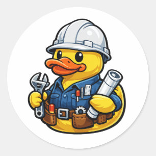 Sticker Rond Ingénieur Canard en Caoutchouc
