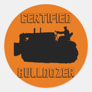 STICKER ROND INGÉNIEUR D'EXPLOITATION DE BULLDOZER CERTIFIÉ VIN