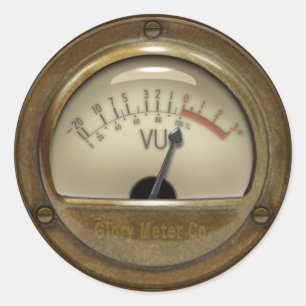 Sticker Rond Ingénieur du son et DJ Steampunk VU Meter Design