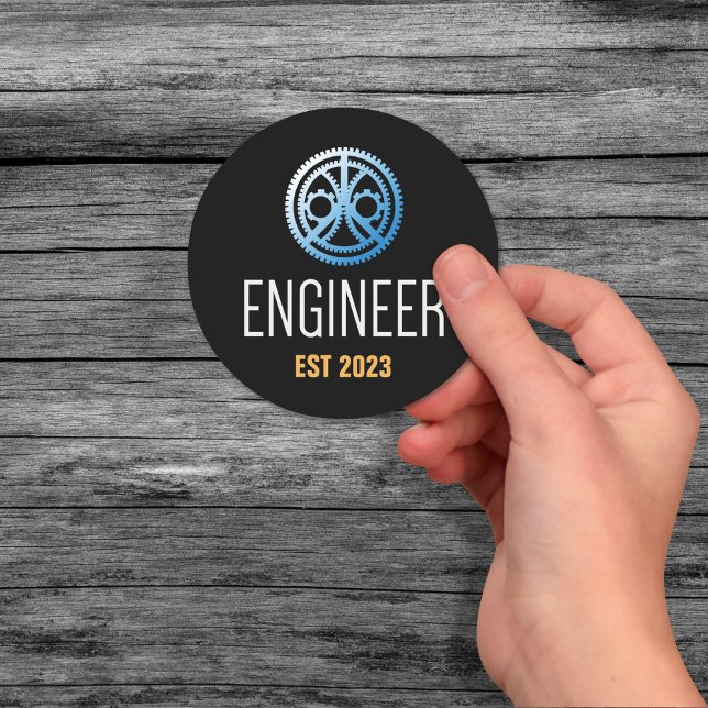 Sticker Rond Ingénieur établi, Ingénieur diplômé sur mesure (Créateur téléchargé)