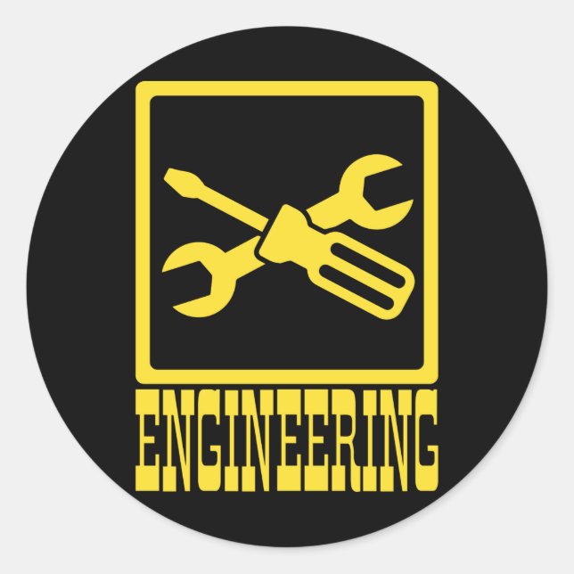 Sticker Rond Ingénieur mécanique Outils d'ingénierie amusants (Devant)