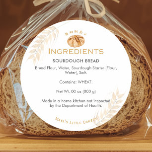 Sticker Rond Ingrédient de boulangerie de pain de blé au levain