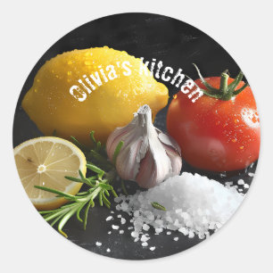 Sticker Rond Ingrédients alimentaires frais biologiques