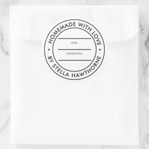 Sticker Rond Ingrédients de nom personnalisé Date Fabriqué avec