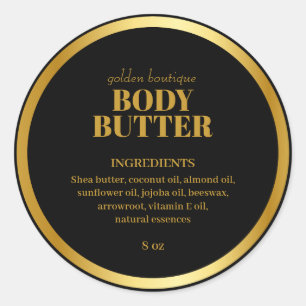 Sticker Rond Ingrédients de produits Spas modernes Black Gold