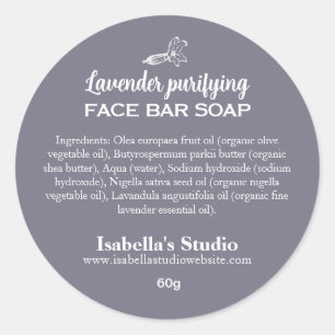 Sticker Rond Ingrédients de savon artisanaux simples en lavande