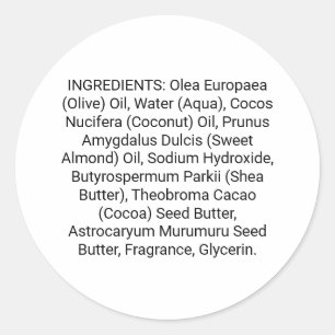 Sticker Rond Ingrédients de savon ou de soins de la peau Étique