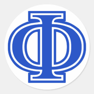 Sticker Rond Initiale bleue de monogramme de phi grec de lettre