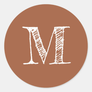 Sticker Rond Initiale monogramme en terre cuite
