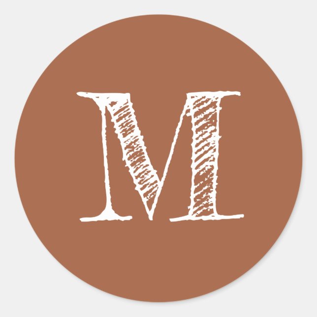 Sticker Rond Initiale monogramme en terre cuite (Devant)