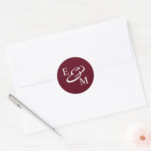 Sticker Rond Initiales Bourguignonnes Modernes Mariage 