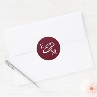 Sticker Rond Initiales Bourguignonnes Modernes Mariage