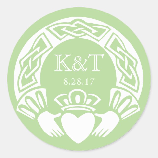 Sticker Rond Initiales Claddagh - Jade (Devant)