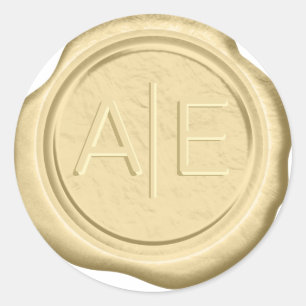 Sticker Rond Initiales d'accent Mariage de sceau de cire Gold I