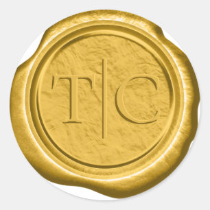 Sticker Rond Initiales d'accent Mariage de sceau de cire Gold I