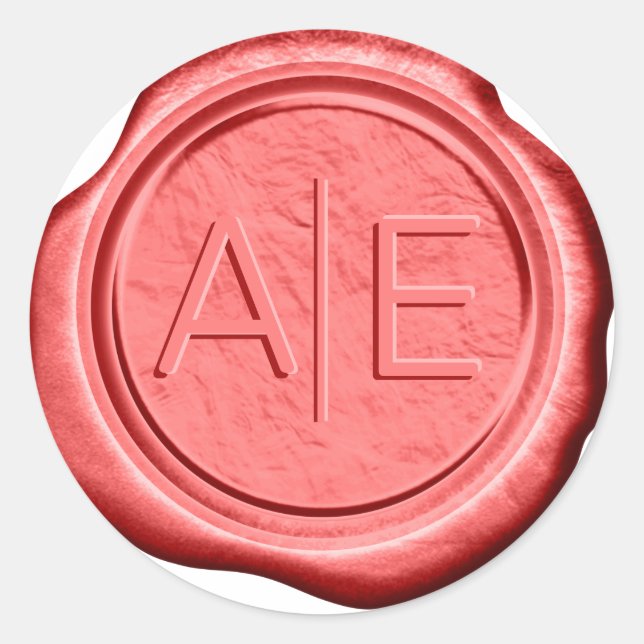 Sticker Rond Initiales d'accent Mariage de sceau de cire ID475 (Devant)