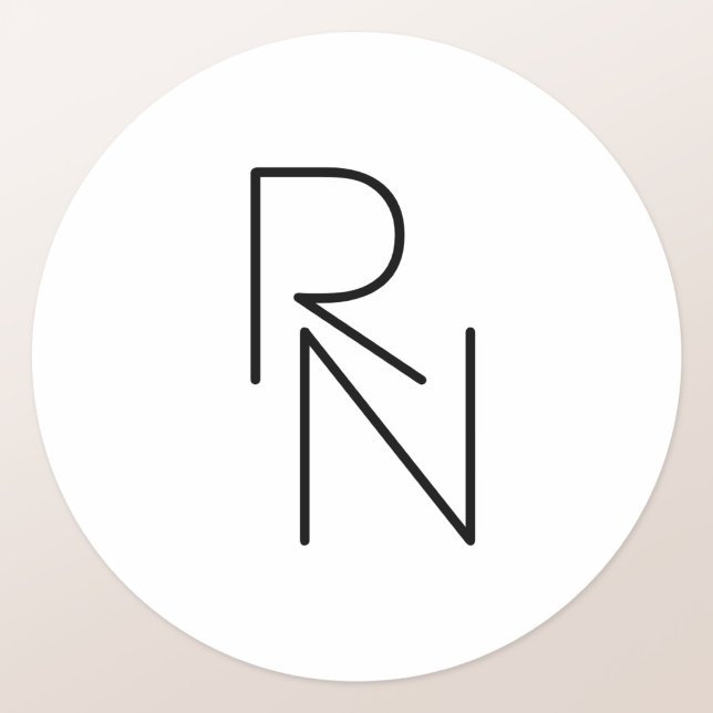 Sticker Rond Initiales de chevauchement à l'aspect moderne (Créateur téléchargé)