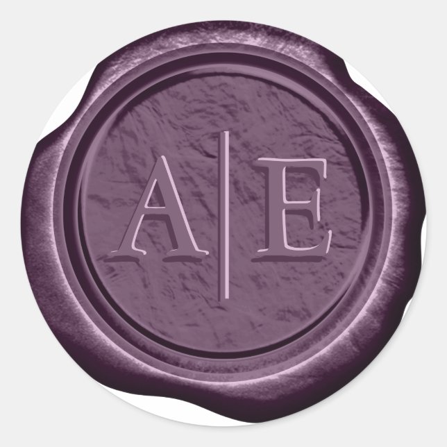 Sticker Rond Initiales de l'accent Mariage de sceau de cire Plu (Devant)