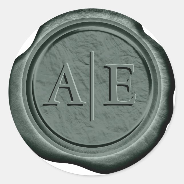 Sticker Rond Initiales de Mariage de cire Faux Dk Hunter G ID94 (Devant)