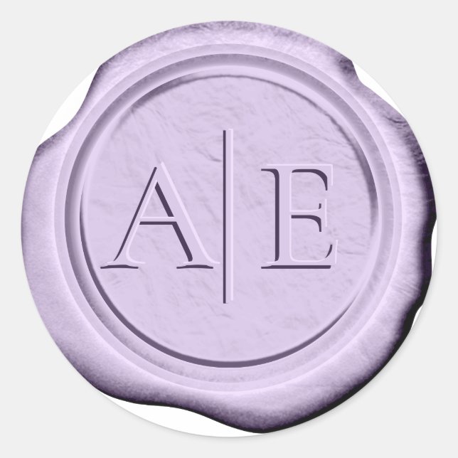 Sticker Rond Initiales de Mariage de cire Faux Lavande ID990 (Devant)