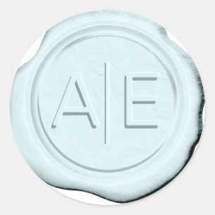 Sticker Rond Initiales de Mariage de cire Faux Lt Blue ID968