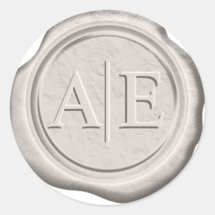 Sticker Rond Initiales de Mariage de sceau de cire Champagne ID
