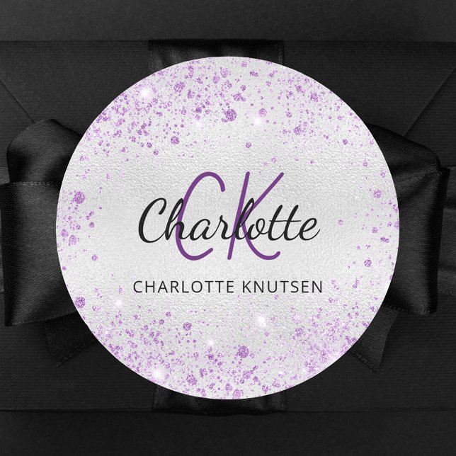 Sticker Rond Initiales de monogramme en poussière de paillettes (Créateur téléchargé)