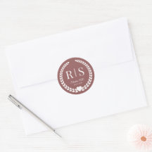 Initiales de monogramme mauve terreux simple