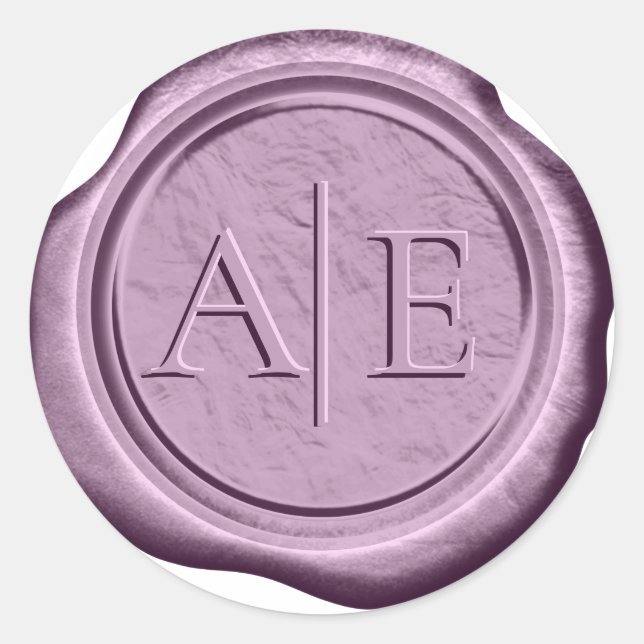 Sticker Rond Initiales du Mariage de cire Faux Lilac ID889 (Devant)