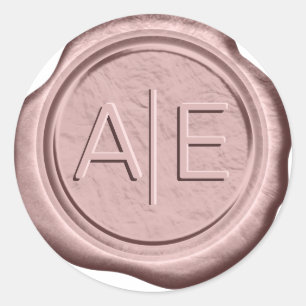 Sticker Rond Initiales du Mariage de sceau de cire en cuivre ID