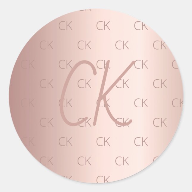 Sticker Rond initiales du monogramme or rose (Devant)