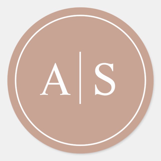 Sticker Rond Initiales mariage minimaliste Papier à lettres/Cla (Devant)