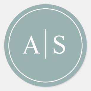 Sticker Rond Initiales mariage minimaliste Papier à lettres/Cla