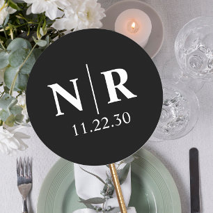 Sticker Rond Initiales mariage Monogramme Et Groom