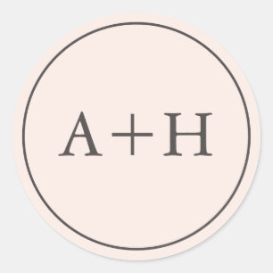 Sticker Rond Initiales minimalistes simples du Mariage de vidag