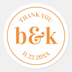 Sticker Rond Initiales minimaux Monogrammes modernes Cl Mariage