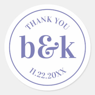 Sticker Rond Initiales minimes de monogramme moderne Mariage PU