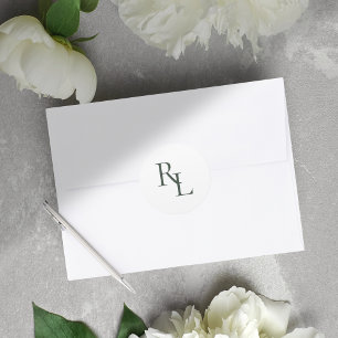 Sticker Rond Initiales minimes en deux Mariages vert et blanc