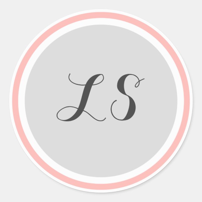 Sticker Rond Initiales monogrammes | Bordure circulaire blanche (Devant)