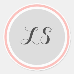 Sticker Rond Initiales monogrammes Bordure circulaire blanche