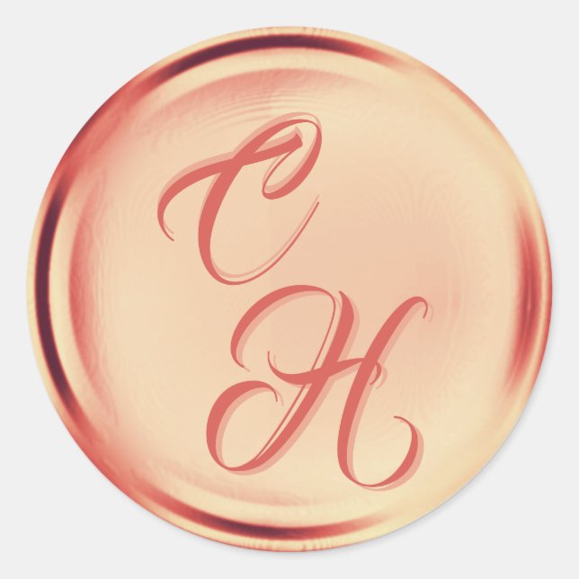 Sticker Rond Initiales personnalisées Sceau de cire en terre cu (Devant)