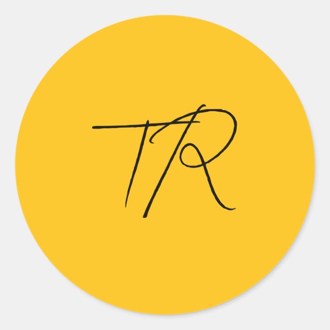 Sticker Rond Initiales personnalisées typographiques simples mi (Devant)