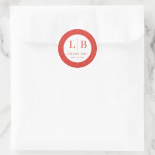 Sticker Rond Initiales Rouges Élégantes