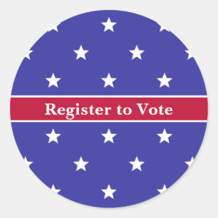 Sticker Rond Inscrivez-vous pour voter Motif Red White et Blue 